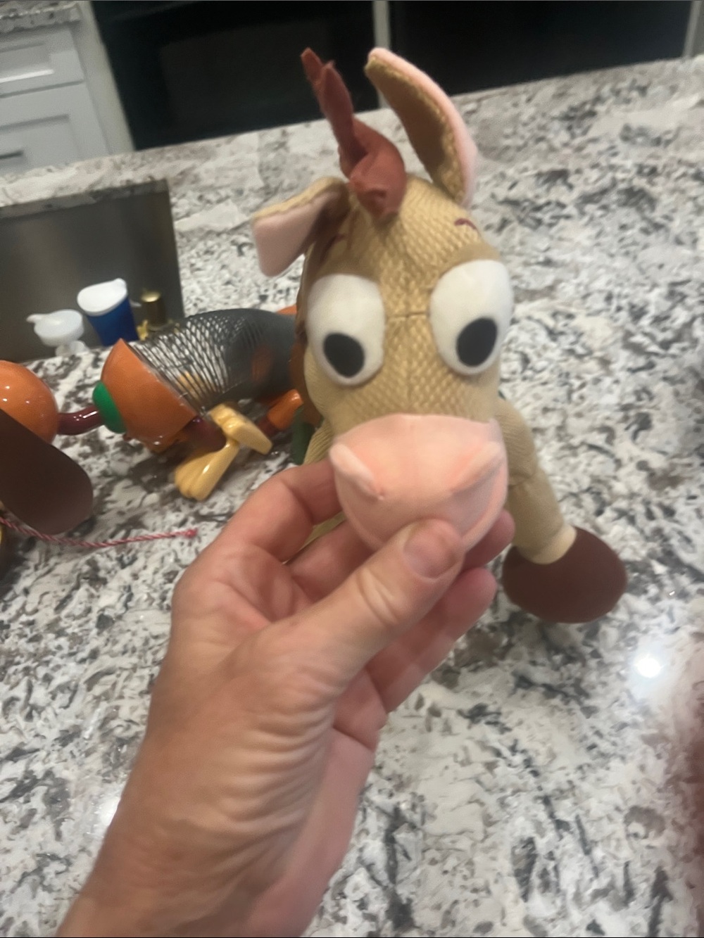 Collectible 1990s Toy Story woody, Jessie, slinky dog and bullseye.  Excellent
